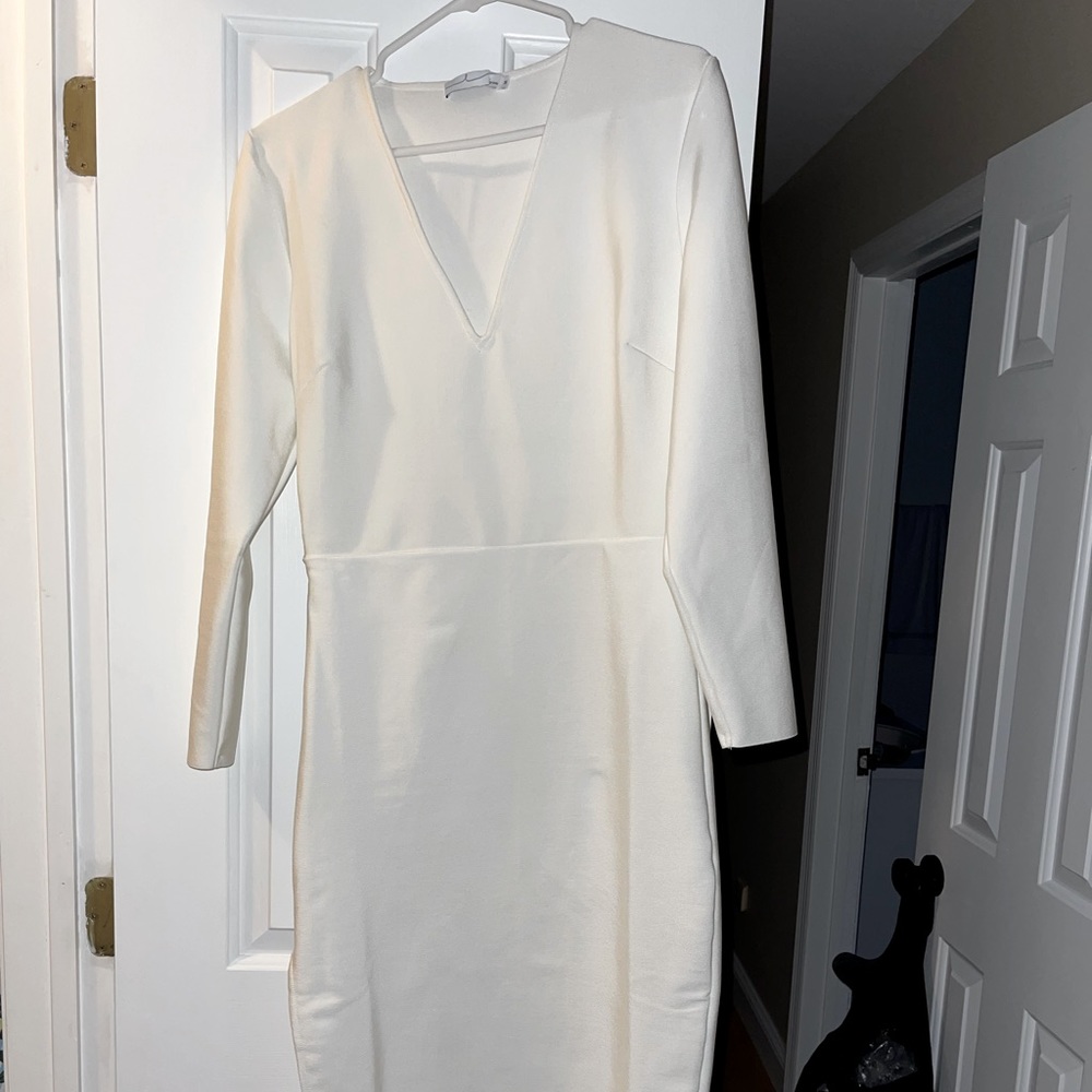 ByEgreis White Bandage V-neck dress